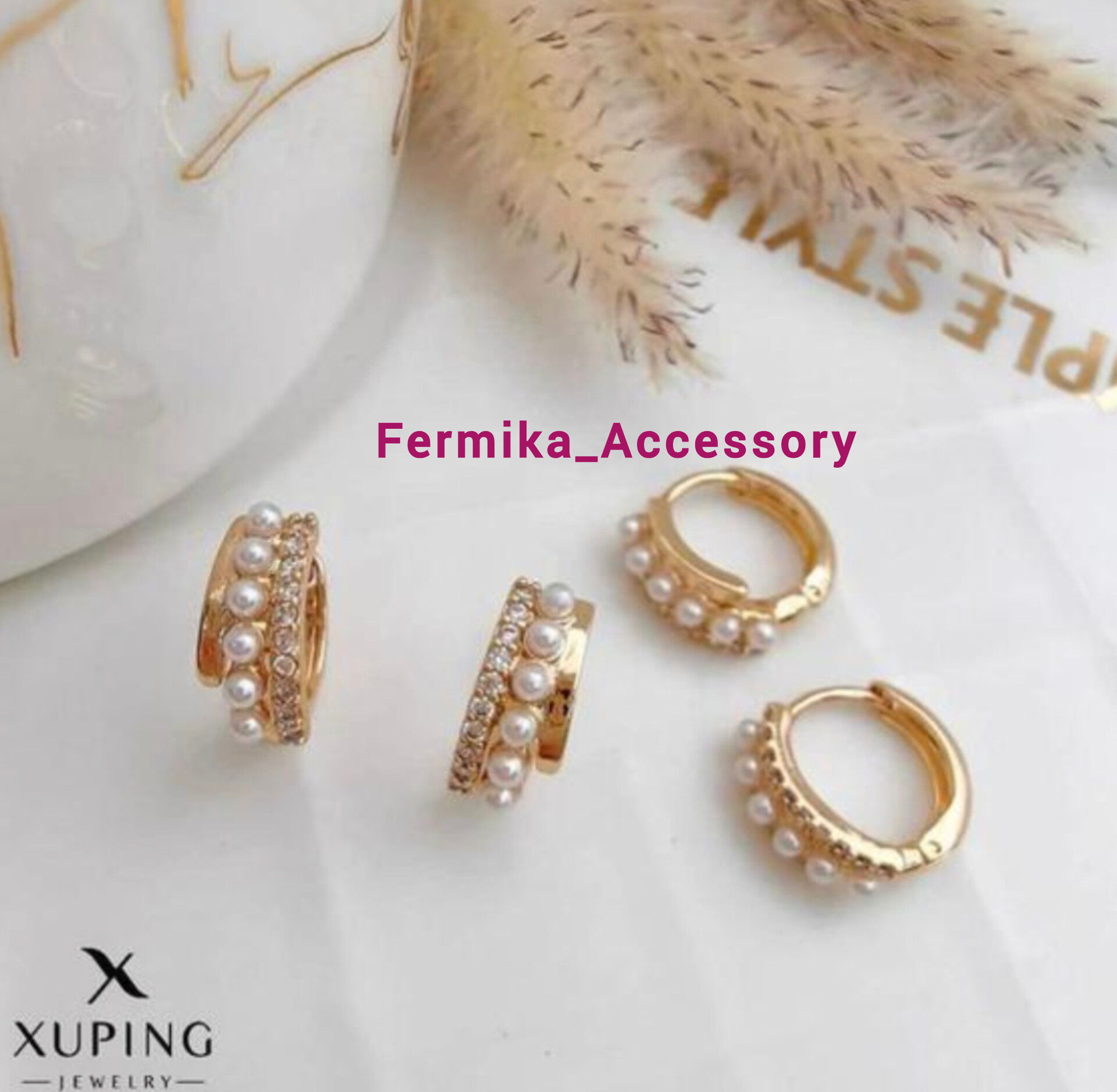 گوشواره حلقه ای مروارید ژوپینگ